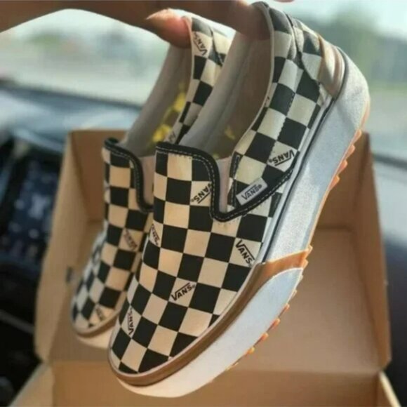 VANS Era Stacked Checkerboard Slip On Canvas Shoes - Picture 1 of 4